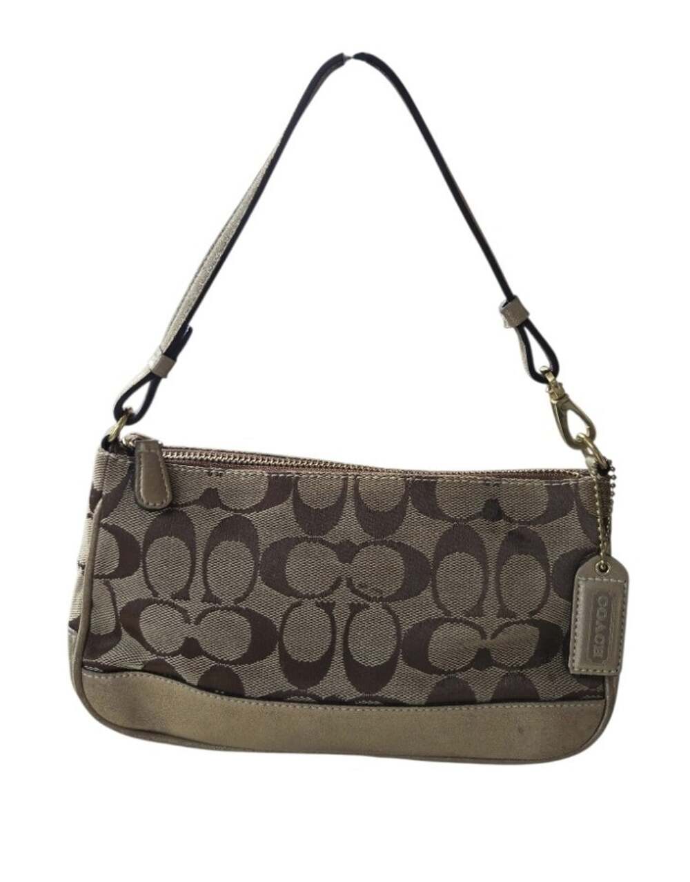 Coach 1831 Signature Demi Baguette Bag Y2K Mini Shoulder Purse Khaki Gold
